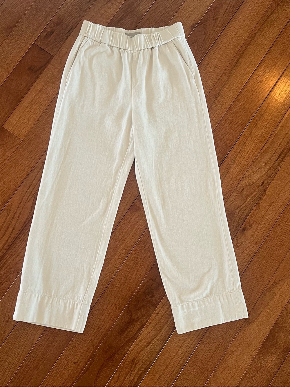 Everlane the easy jean ivory cotton canvas high waisted wide leg trousers